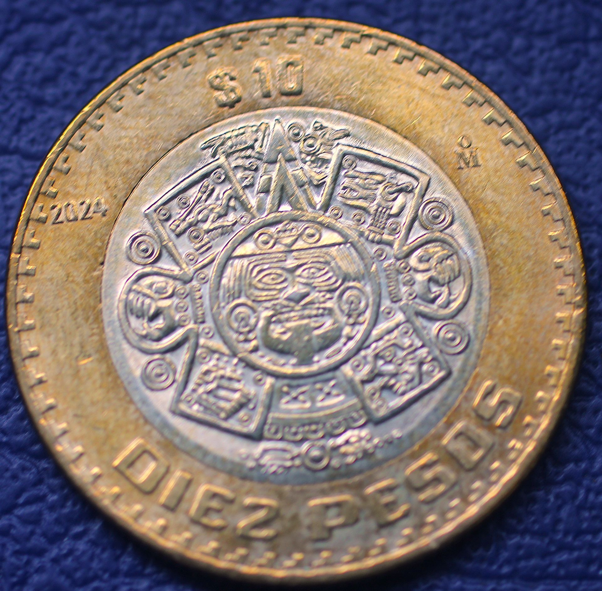 2024 Mexico Piedra Del Sol 10 Pesos Bimetallic Coin