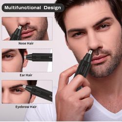 Nose Hair Trimmer, Painless Ear and Nose Hair Trimmer for Men Women Cordless Waterproof Nose Hair Remover Dual Edge Blades Easy Cleansing Eyebrow Trim
