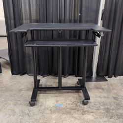 VIVO Black Mobile Standing Desk with Keyboard Tray