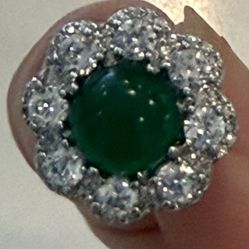 Elegant Green and Silver Stud Earrings