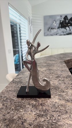 Silver Dancing Couple Sculpture