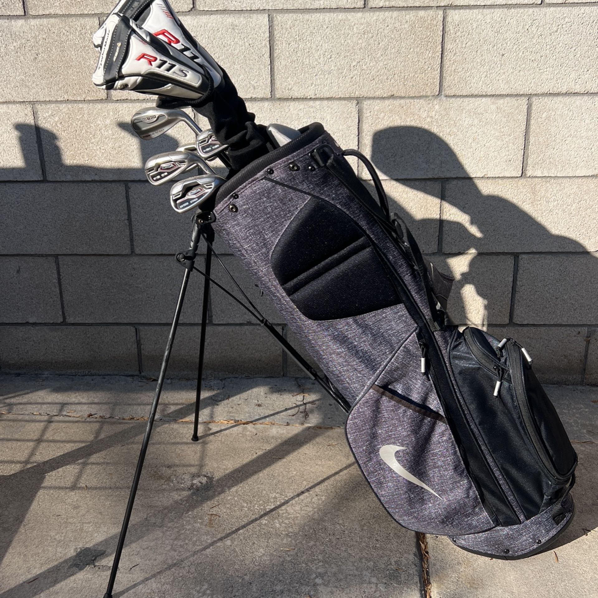 Golf Clubs And Nike Golf Stand Bag 