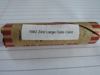 1982 Cent Roll 50 Pennys, LARGE Date 2026 RED COIN BOOK each coin is $35.00 MINT Never Used