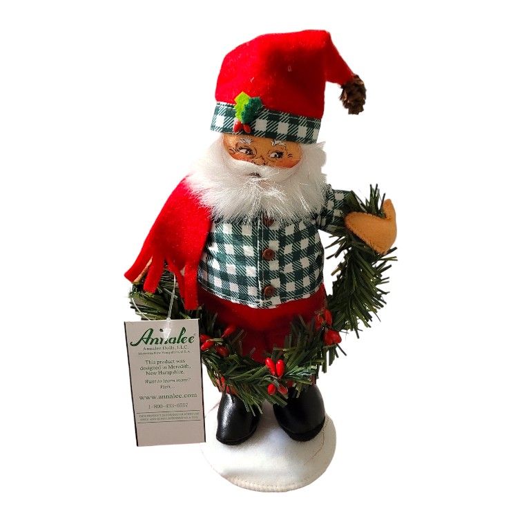 Annalee Dolls Northwoods Christmas Santa on White Base