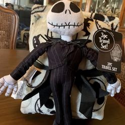 Nightmare/Xmas Jack Skellington Blanket And Pillow Set NEW! Gift Ready