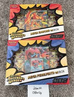Pokémon TCG: Ascended Heroes Mega Emboar & Feraligatr EX Boxes NEW/SEALED