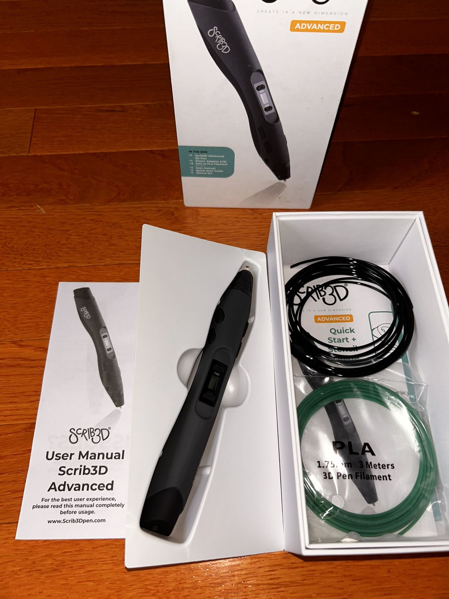 SCRIB3D Advanced 3D Printing Pen with 20 Feet of Filament, Stencil Book, and Project Guide