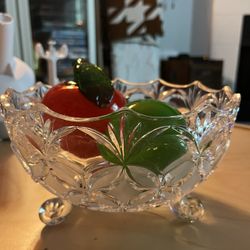 Beautiful  crystal footed bowl with a star cut pattern by Hofbauer