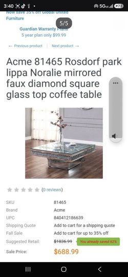 Faux Diamond Square Glass Coffee Table