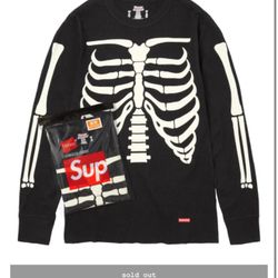 NEW Supreme Hanes bones thermal crew sz M | BLACK