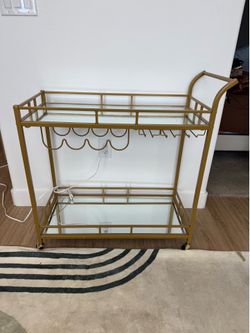 Modern Gold Bar Cart with Wine Rack – $75 OBO