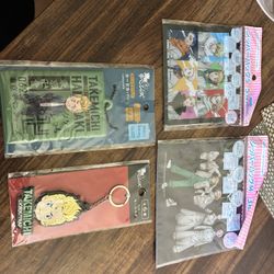 Tokyo Revengers Anime Goods Set – Takemichi Rubber Keychain, Card Case, Zipper Bags