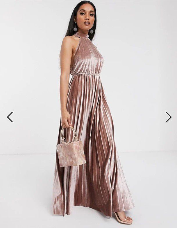 ASOS Pleated Velvet Dress Size 4 