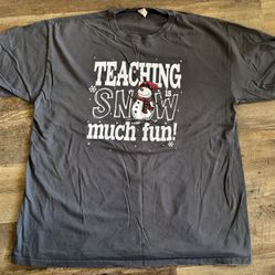 Holiday T Shirt Women's XL Gray Christmas Snowman Teaching Is Snow Much Fun Tee.