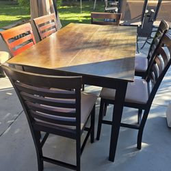 WOOD TABLE WITH 8 CHAIRS