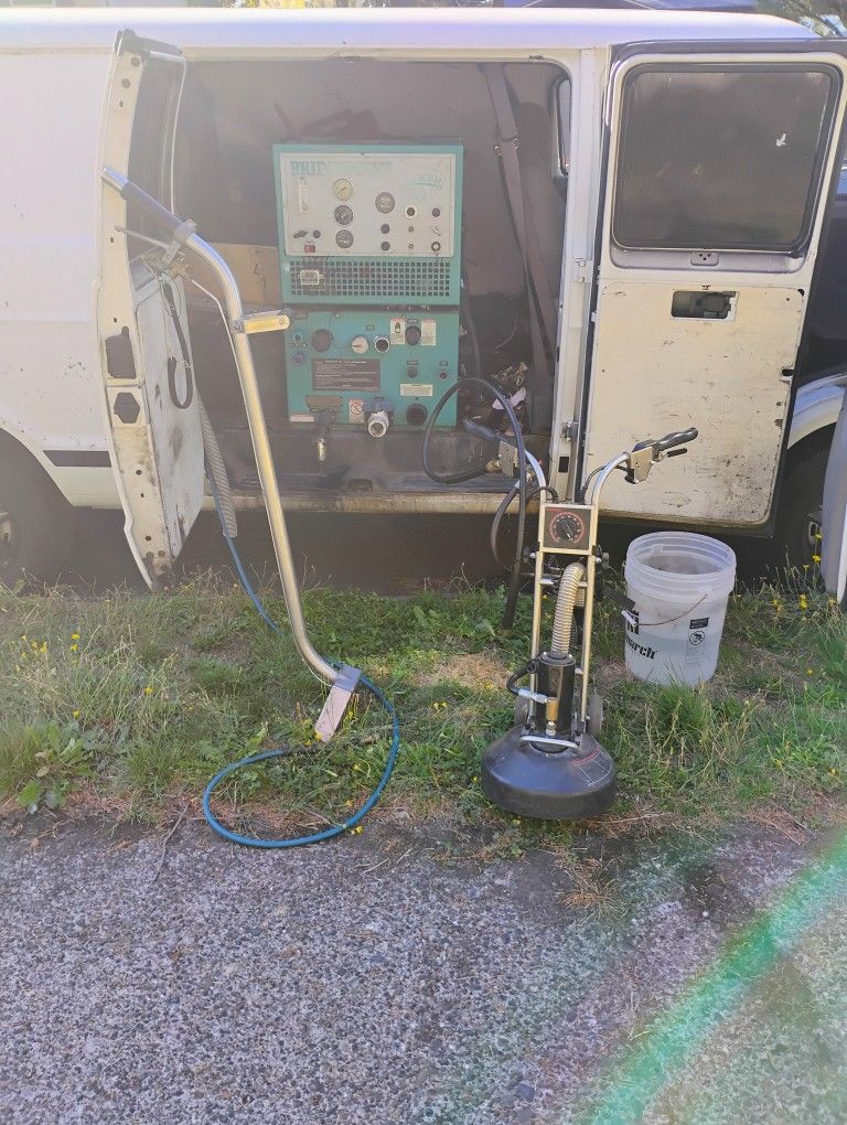 Steam Carpet Clean machine equipment And Van