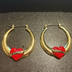 Ed Hardy Gold & Red hoops 