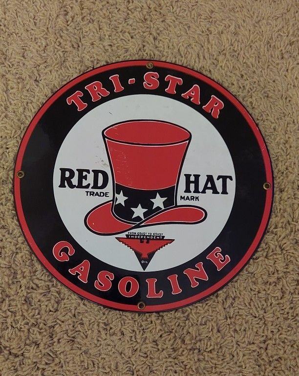 Vintage Red Hat Sign Ex Condition