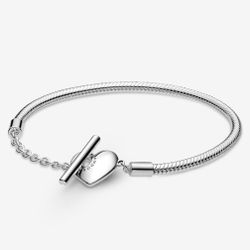 Pandora Moments Heart T-Bar Snake Chain Bracelet
