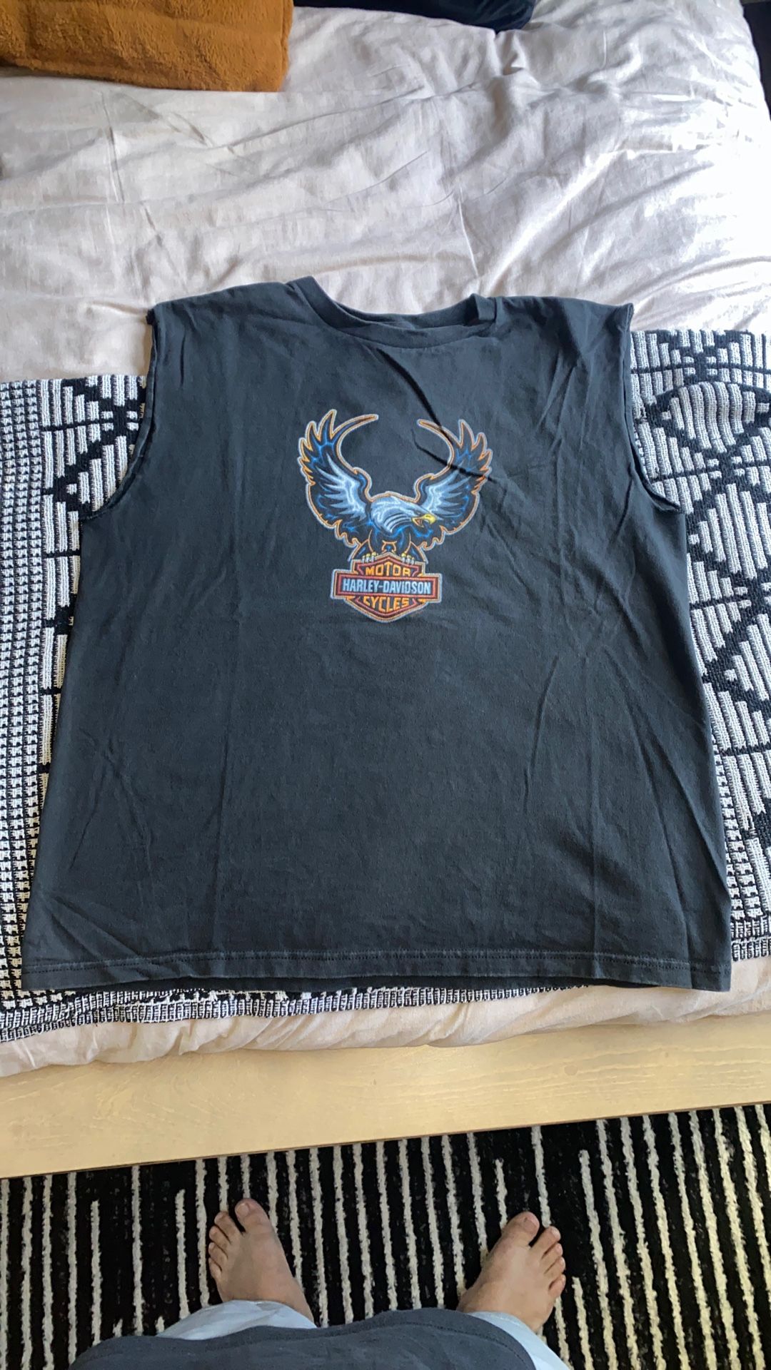 HARLEY DAVIDSON TANK TOP SHIRT BLUE EAGLE