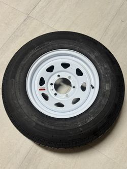 Brand New  Radial Trailer Tire On Rim ST225/75R15 Load Range D 6 Lug 15" White Spoke Wheel