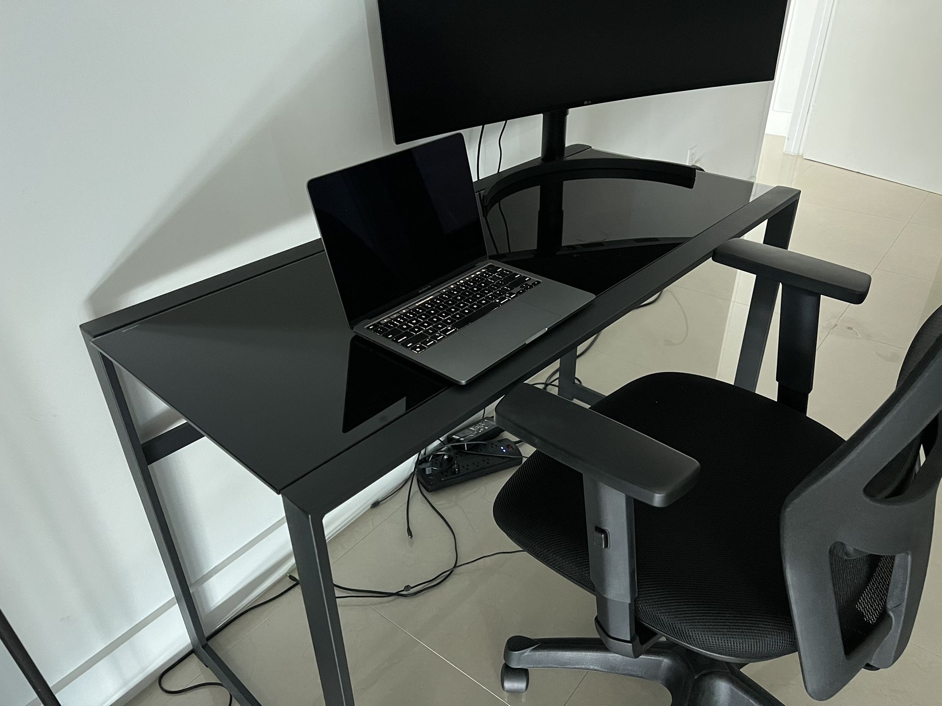 Black Tempered Glass Desk