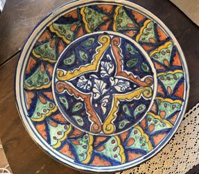 Talavera-style hand-painted ceramic plate