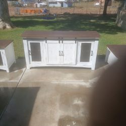 70" ashley Furniture Tv Stand ,coffee Table,end Table Peublo blanco