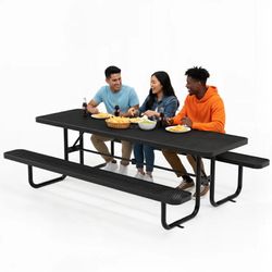 Uline 8' ADA Metal Picnic Table - Black - Excellent Condition