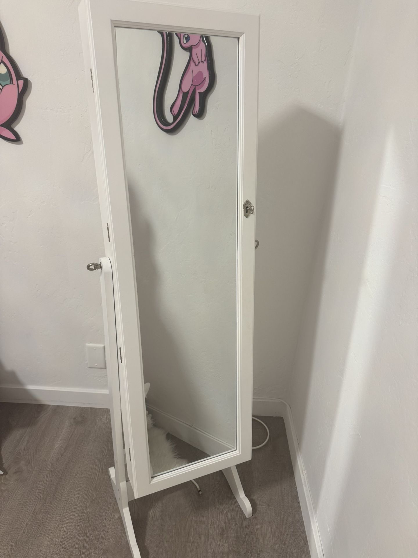 Standing Mirror With Jewelry Cabinet 