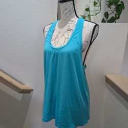 EUC Alo Yoga "Pulse" Racerback Tank - Large, Aqua Blue