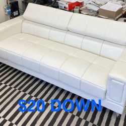 🆕 Modern White Leather Sofa (Finance and Delivery)