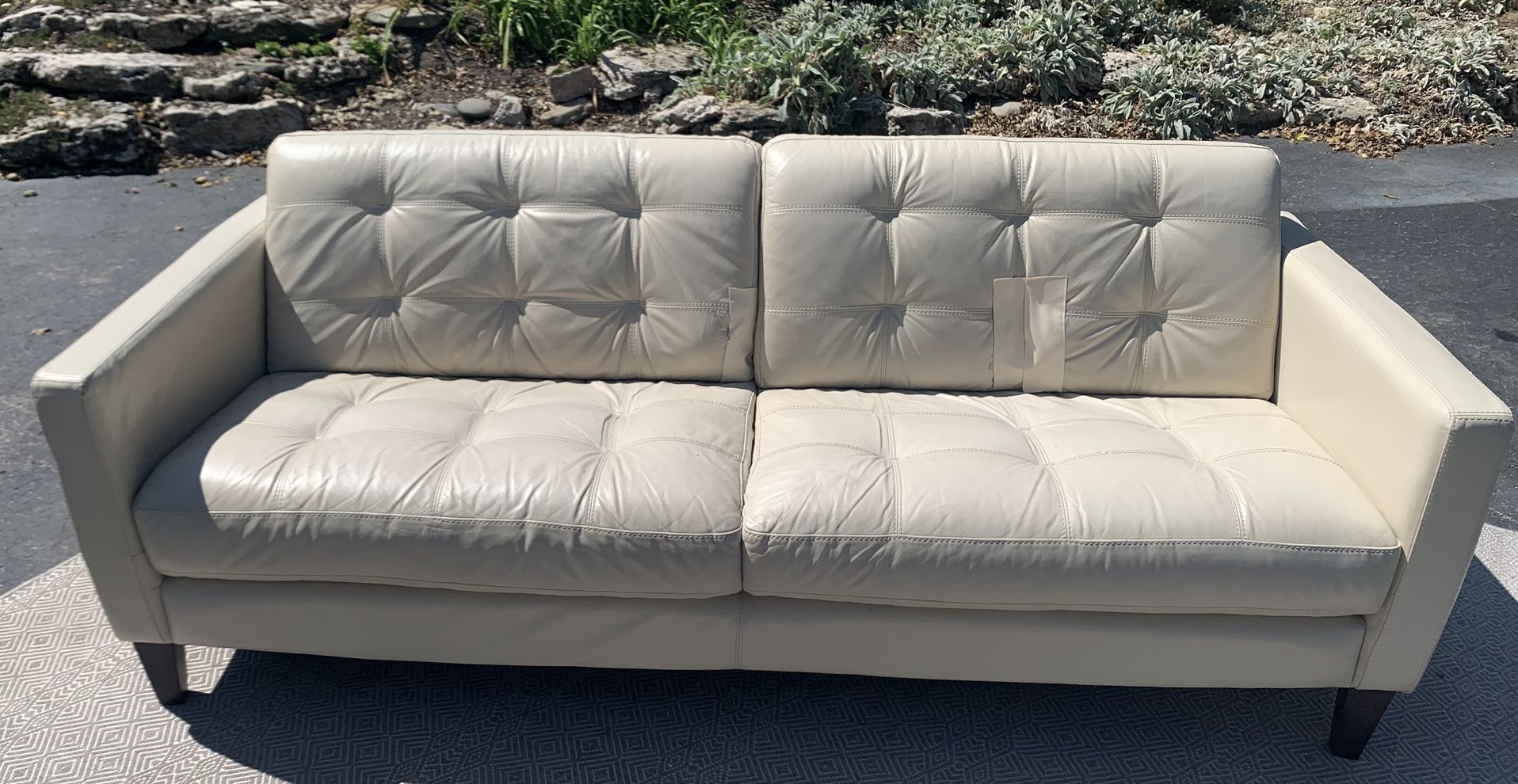 Leather Sofa Off-White 7’ 