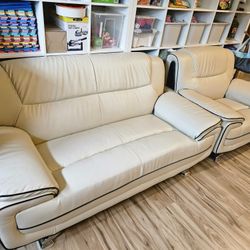 Modern Faux Leather Sofa (Set Of 2)