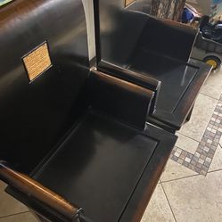 DISTRESSED BLACK ELMWOOD ZHOU YI ASIAN ARM CHAIRS 