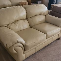 Off-White Leather Love Seat