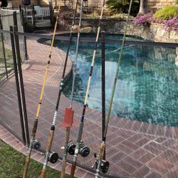 FIVE (5) Saltwater Fishing Rods with Reels 
