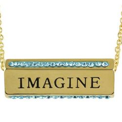  Women's Gold Plated 'Dream, Imagine, Believe' Crystal Pendant Necklace

