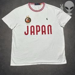 Polo Ralph Lauren Graphic T-Shirt Mens XL White Red Cotton Custom Slim Japan