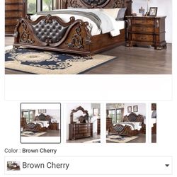 Esparanza Brown Cherry 4pc Queen Bedroom Set