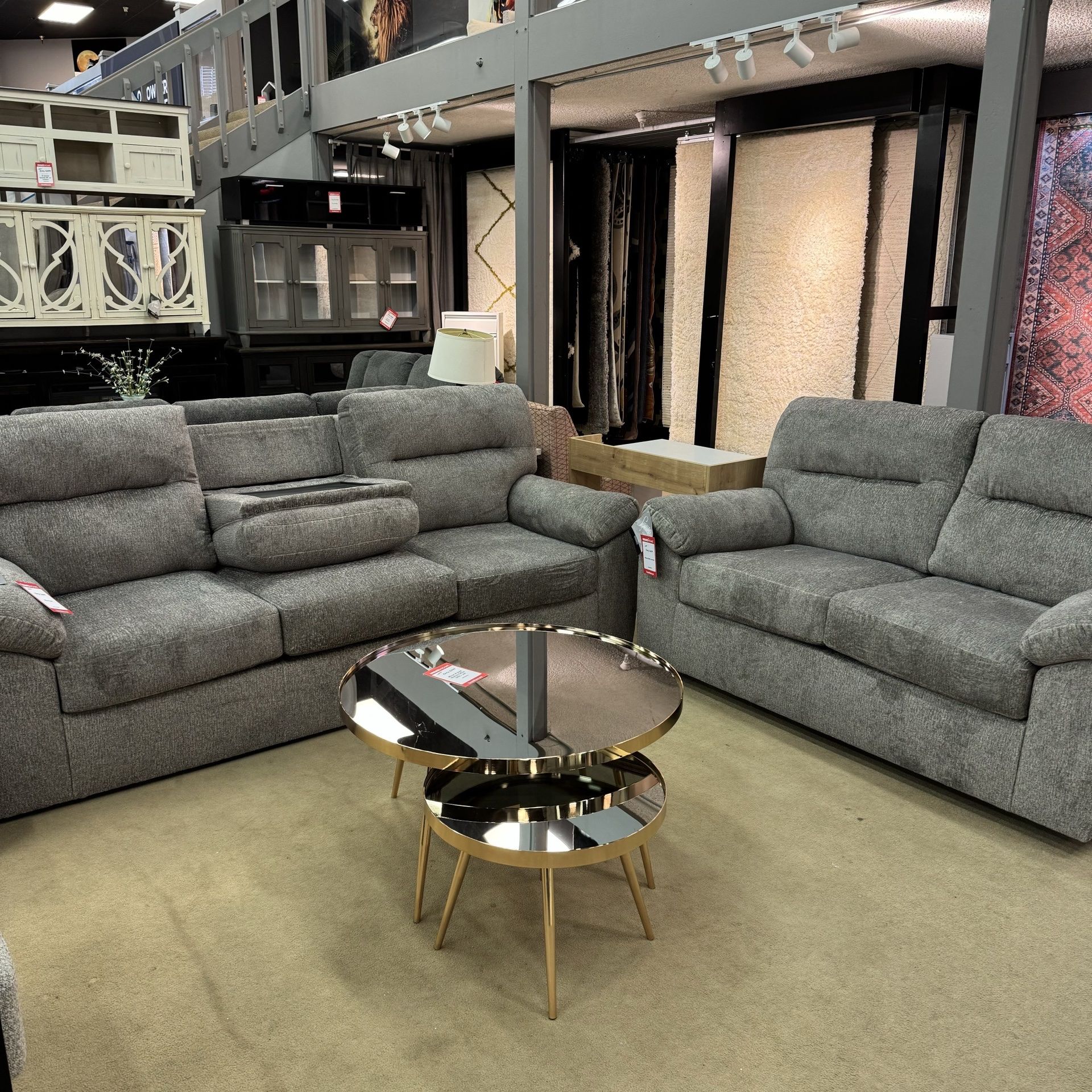 Bindura Mineral Sofa & Loveseat Living Room Set / 2pc