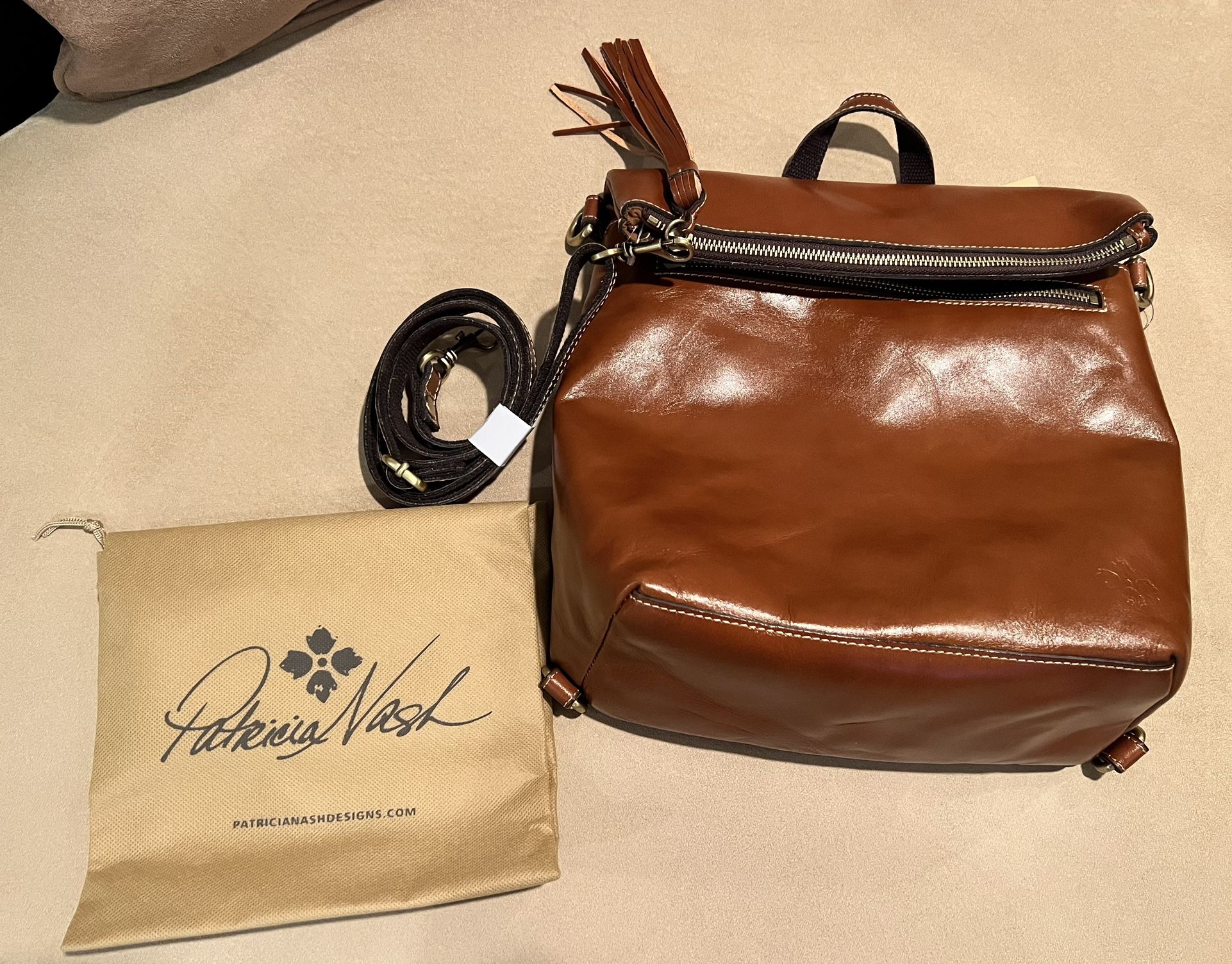 NWT Patricia Nash Lucille Tan Brown Leather Backpack Handbag