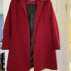 Red Anne Klein Hooded Raincoat