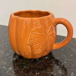 Indigo Chapters Mug Pumpkin Shaped with Fall Leaf-Fall Thanksgiving Coff… 