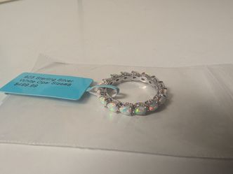925 Sterling Silver White Opal Eternity Band Size 8