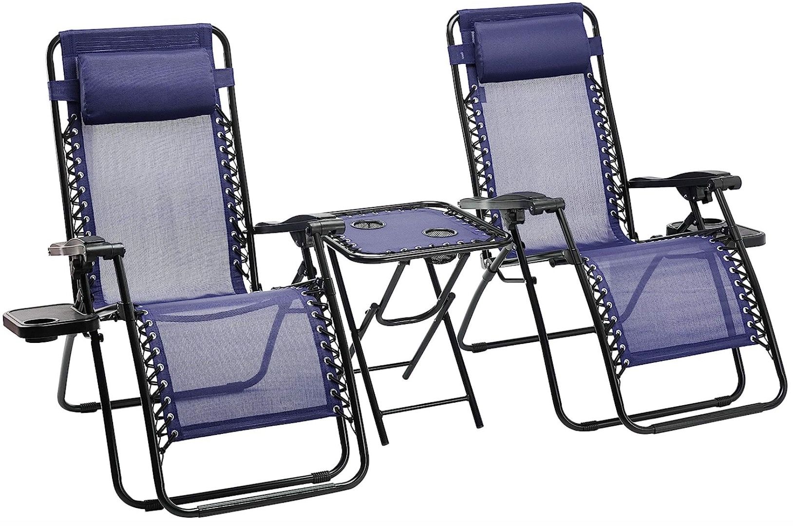 Amazon Basics Adjustable Zero Gravity Folding Reclining Lounge Chairs with Side table