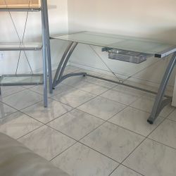 Silver Color Desk And Book Shelf 