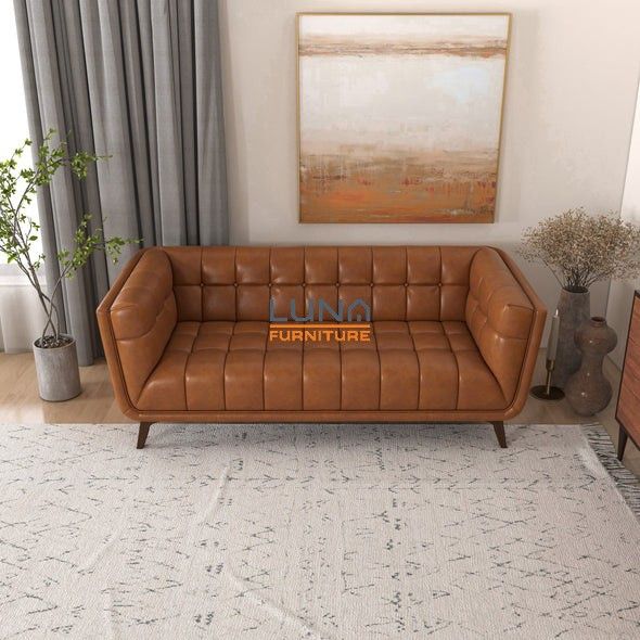Kano Tan Leather 78" Sofa

