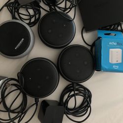 4 Amazon Echo Dots 2nd gen, Alexa Echo Flex, Fire TV 2nd gen media streamer 