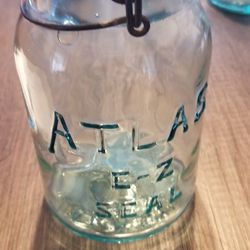 Rare Atlas Blue Glass 1886 Jar